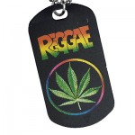 Reggae Pot Leaf Army Dog Tag with Chain