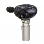 Glass-on-Glass Slide Bowl - Black Honeycomb with Silver & Gold Fuming and Black Nib - 14.5mm