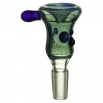 Glass-on-Glass Slide Bowl - Slyme Incased in Cobalt with Blue Handle & Dots - 14.5mm