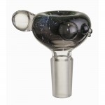 Glass-on-Glass Slide Bowl - Slyme with Black , Gold & Silver Fuming and Clear Nib - 14.5mm