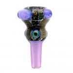 Glass-on-Glass Slide Bowl - Colored Cane and Dicro with Slyme Dots - 14.5mm