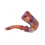 Glass Sherlock Pipe - Inside Out Amber Purple with Honeycomb Marbles