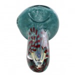 Inner Fire Glass Handpipe - Turquoise Frit with Red Accents
