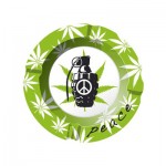 Metal Ashtray Peace Grenade Sign with Leaf