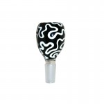 Glass-on-Glass Slide Bowl - Black and White Squiggle Pattern