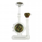 Glass Inline Perc Bubbler - Inside Out Worked Discs and Bowl - Rasta Reversals