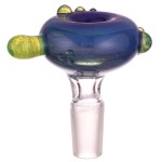 Glass-on-Glass Slide Bowl - Slyme and Cobalt with Slyme Handle - 14.5mm