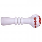 Glass Spoon Pipe - White Glass with Color Dots and Marbles - Choice of 6 colors